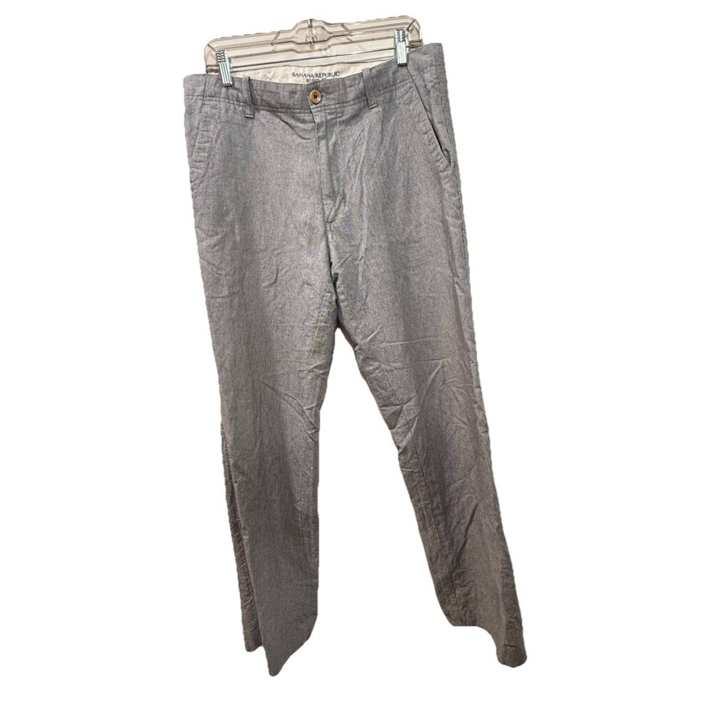 Banana Republic Relaxed Fit Pants Mens 32x34 Gray Casual Chinos String Striped